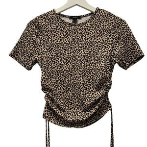 Womens Animal Print Cropped Top Small Statement Boho Bold Casual Festival Party